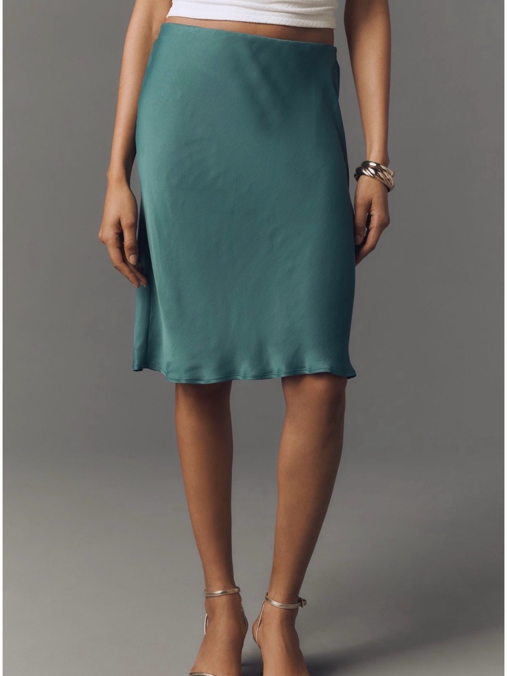 Aqua teal knee length slip skirt anthropologie